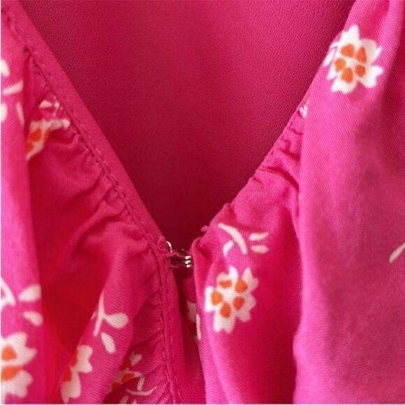 J Crew Vibrant Fuchsia Floral Ruffle Dress - Picture 4 of 11